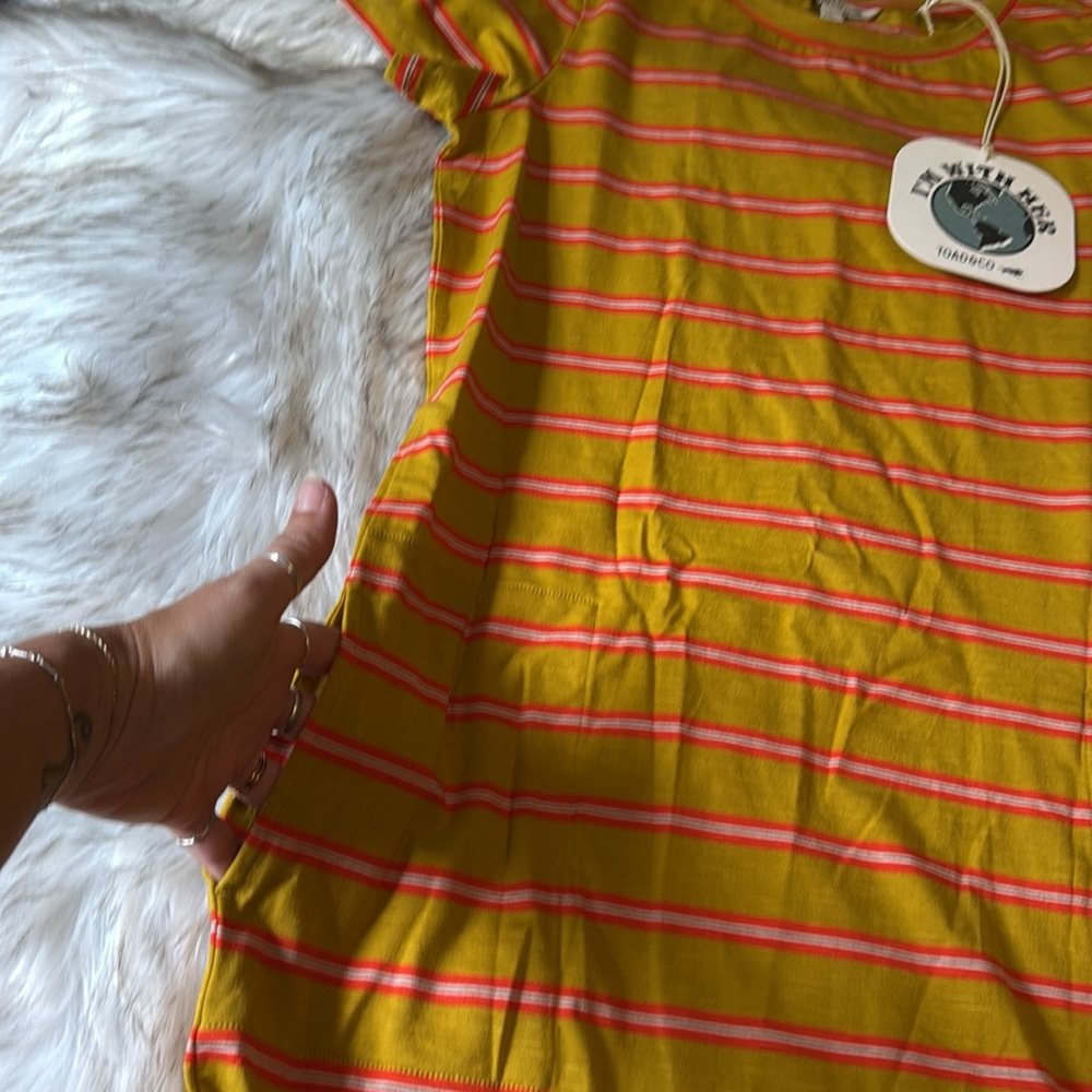T o a d & C o . • Mustard and Coral Striped Dress - Picture 5 of 6